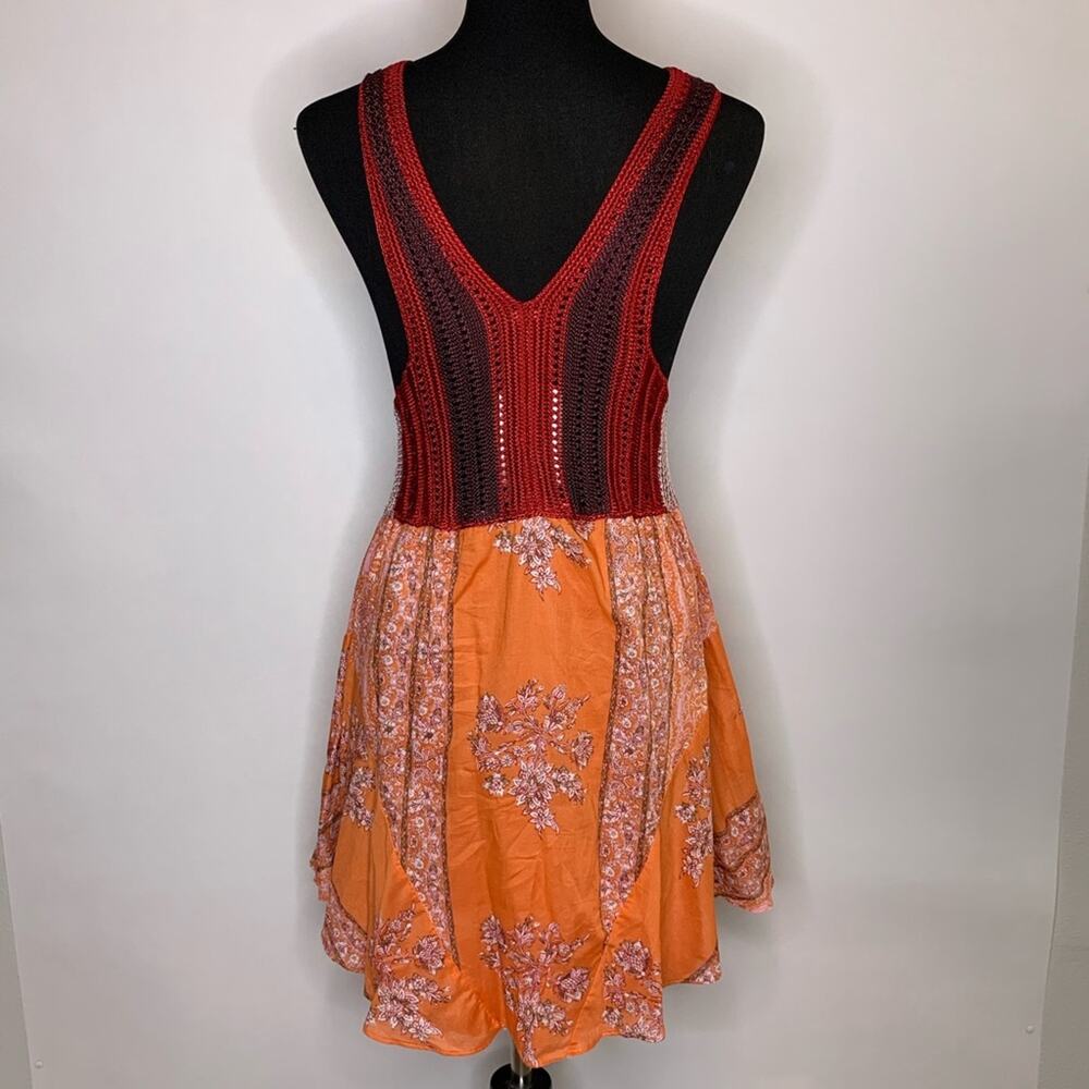 Free People Katie red orange crochet floral sleeveless dress size Small NWT - Picture 8 of 14